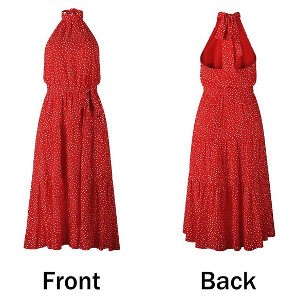NWT Red Polka Dot Halter Maxi Dress - Picture 2 of 2